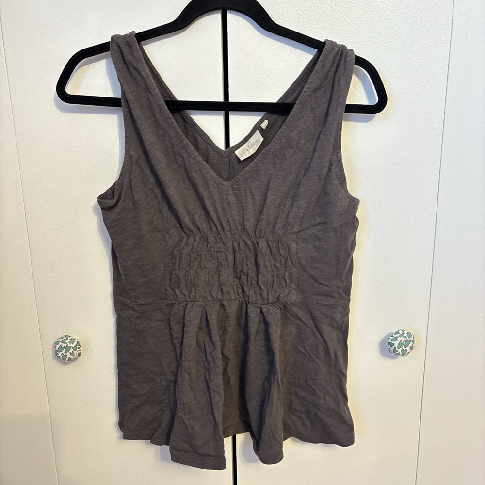 Deletta Charcoal V-Neck Tank Top